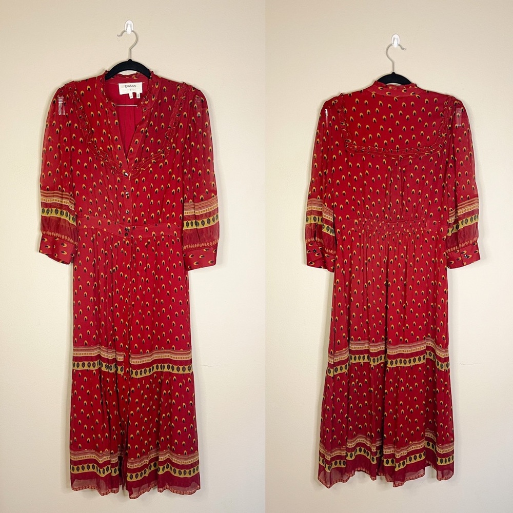ba&sh Red Patterned Midi Dress - Picture 5 of 9
